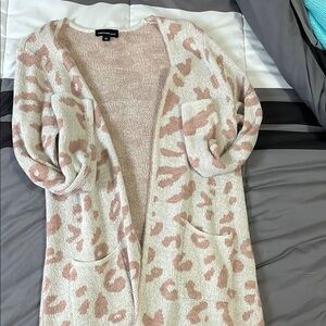 Cream and Pink Paisley Cardigan Sweater